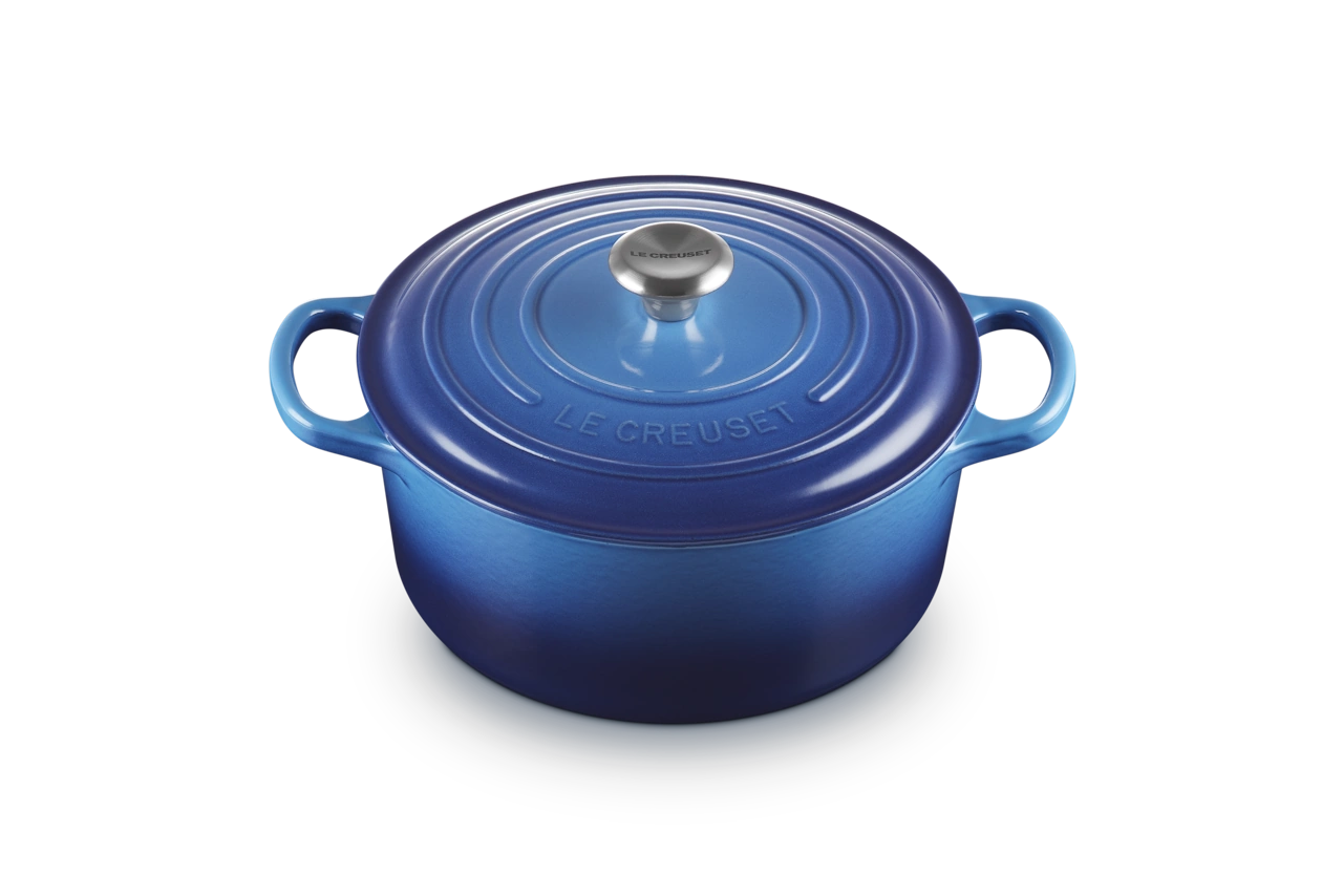 Le Creuset Gusseisen Topf 22 cm azure / blau