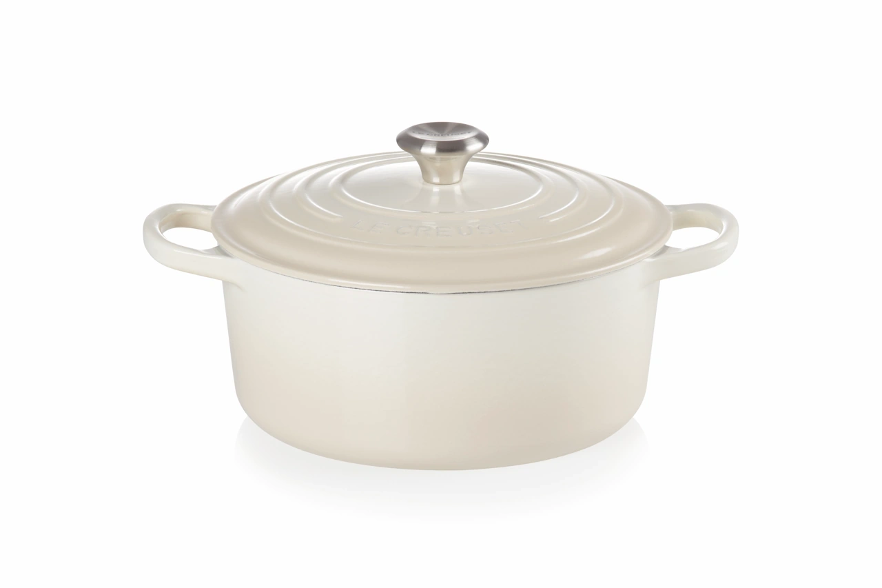 Le Creuset Gusseisen Topf 22 cm meringue / creme