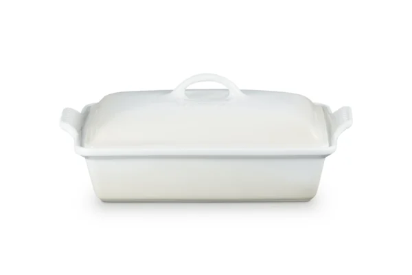 Le Creuset Keramik Auflaufform mit Deckel meringue / creme