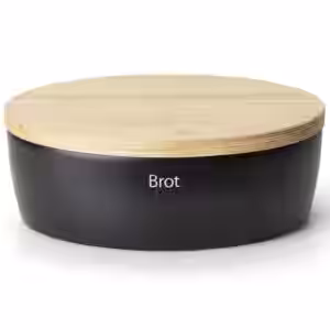 Continenta Brottopf oval mit Holzdeckel schwarz 36 x 23 x 13 cm