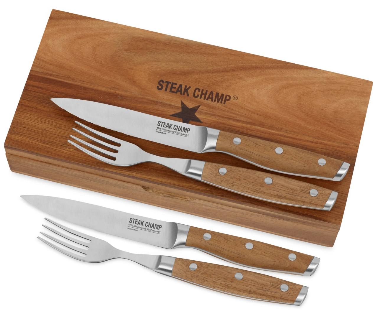 Steak Champ Steakbesteck 2er Set 2 Steak Champ Steakbesteck 2er Set