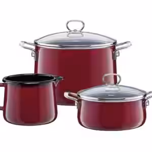 Riess Emaille Starter-Topfset weinrot